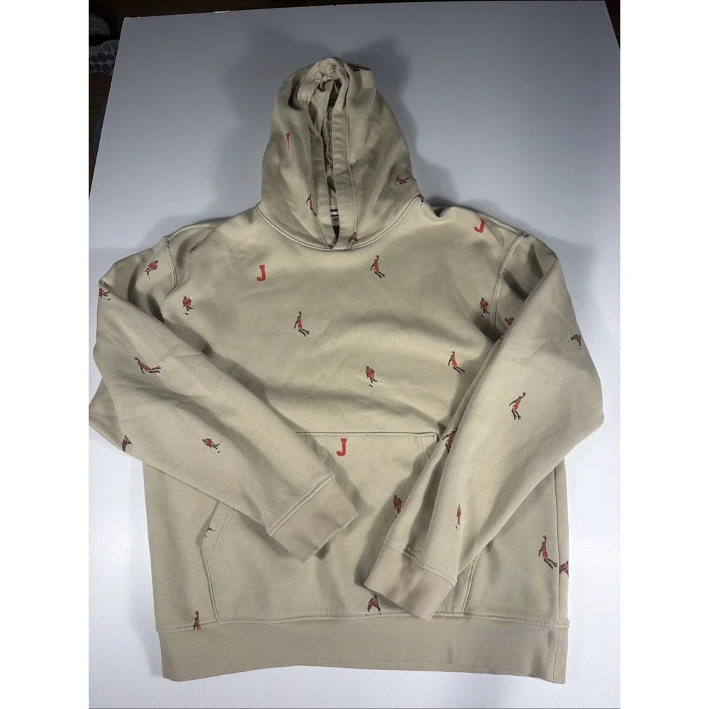 Jordan Air Jordan Beige Jumpman All Over Print Hoodie Size M